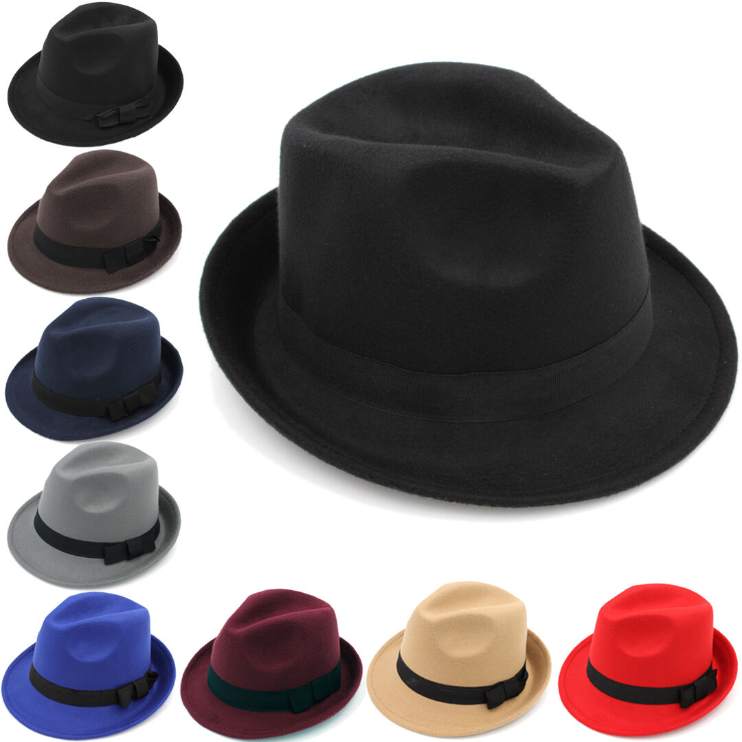 Kids Boys Children Felt Fedora Cap Trilby Hat Unisex Wool Blend Jazz Cap Size Xs