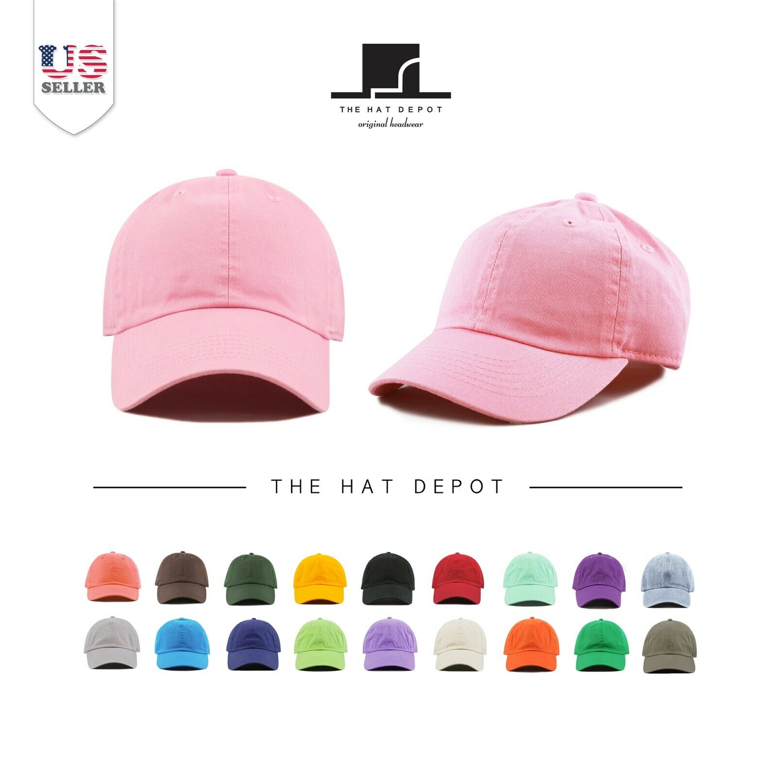 Cotton Hat - Kids Washed Cotton And Denim Low Profile Plain Baseball Cap