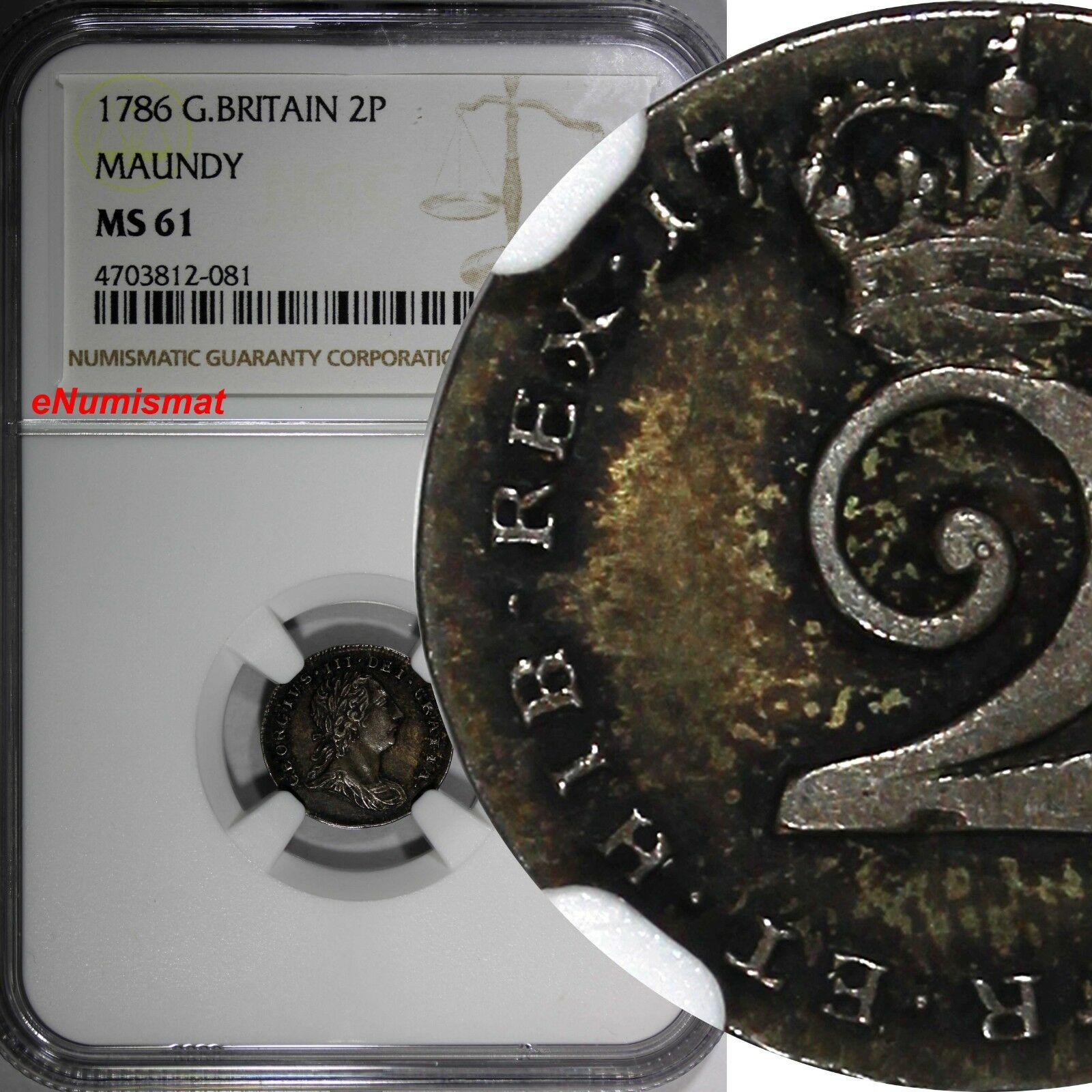 Great Britain George Iii 1786 2 Pence Maundy Ngc Ms61 1 Graded Higher Km# 595
