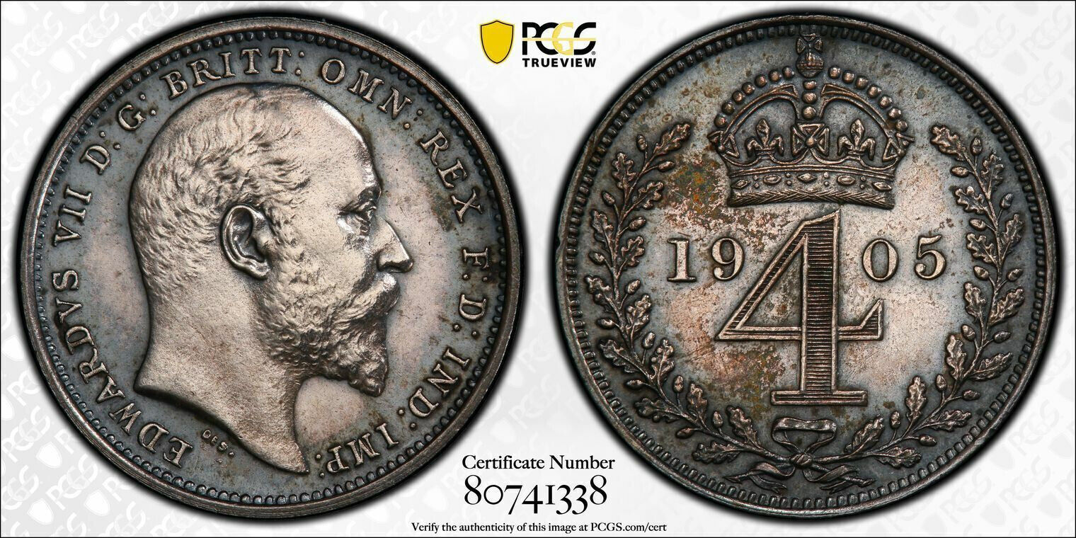 Great Britain, 1905 Edward Vii Fourpence, 4 Pence Pcgs Pl 66. Maundy.